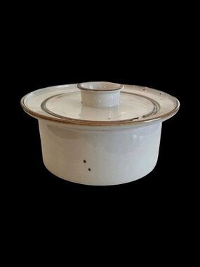Dansk Brown Mist Casserole Dish 1.5 Qt Stoneware Denmark Lidded CHIPPED